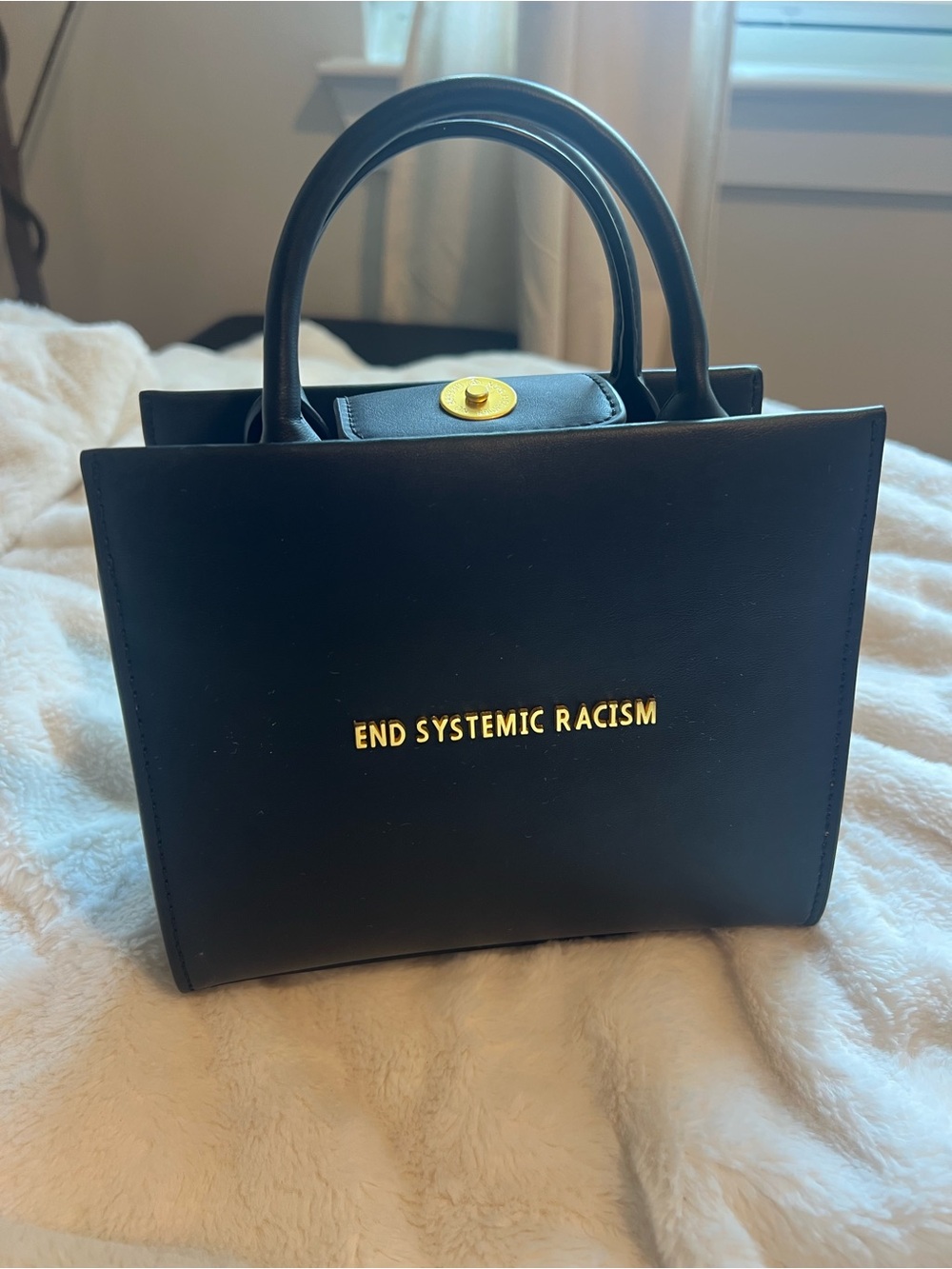 Brandon Blackwood Black Satchel with Gold Lettering